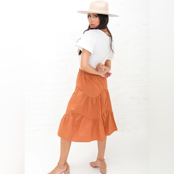 Mikarose Dresses & Skirts - Mikarose Circle Tiered Button Skirt In Cognac Small